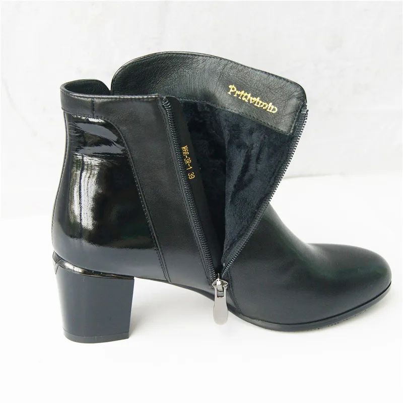 

2018 winter women warm short boots laies plush lined ankle boots Ladies genuine leather handmade office shoes Pritivimin FN34