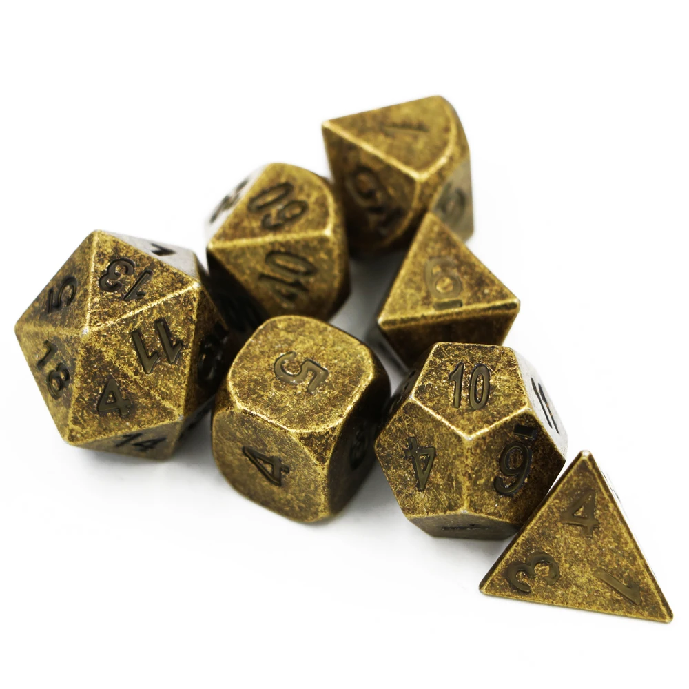 IMDG 7 шт./компл. Творческий RPG игра в кости многогранник металлические игральные кубики DND разных бронза Цвет цифровой игра в кости