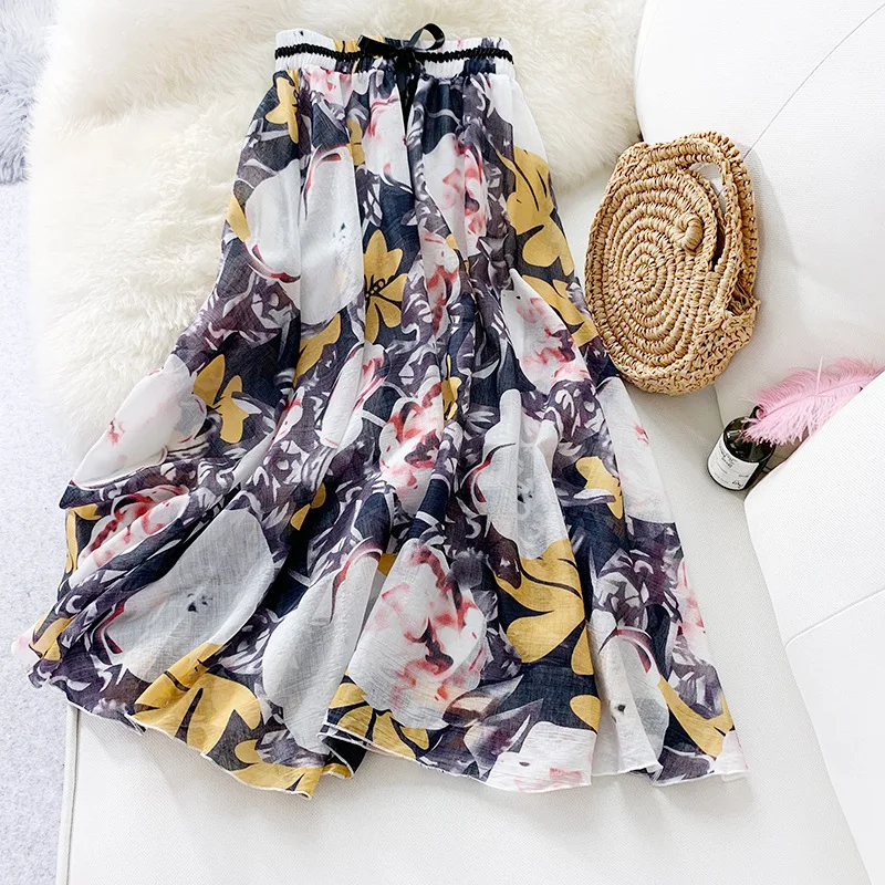 REALEFT Новое поступление Для женщин цветочный отпечатанный винтажный длинная