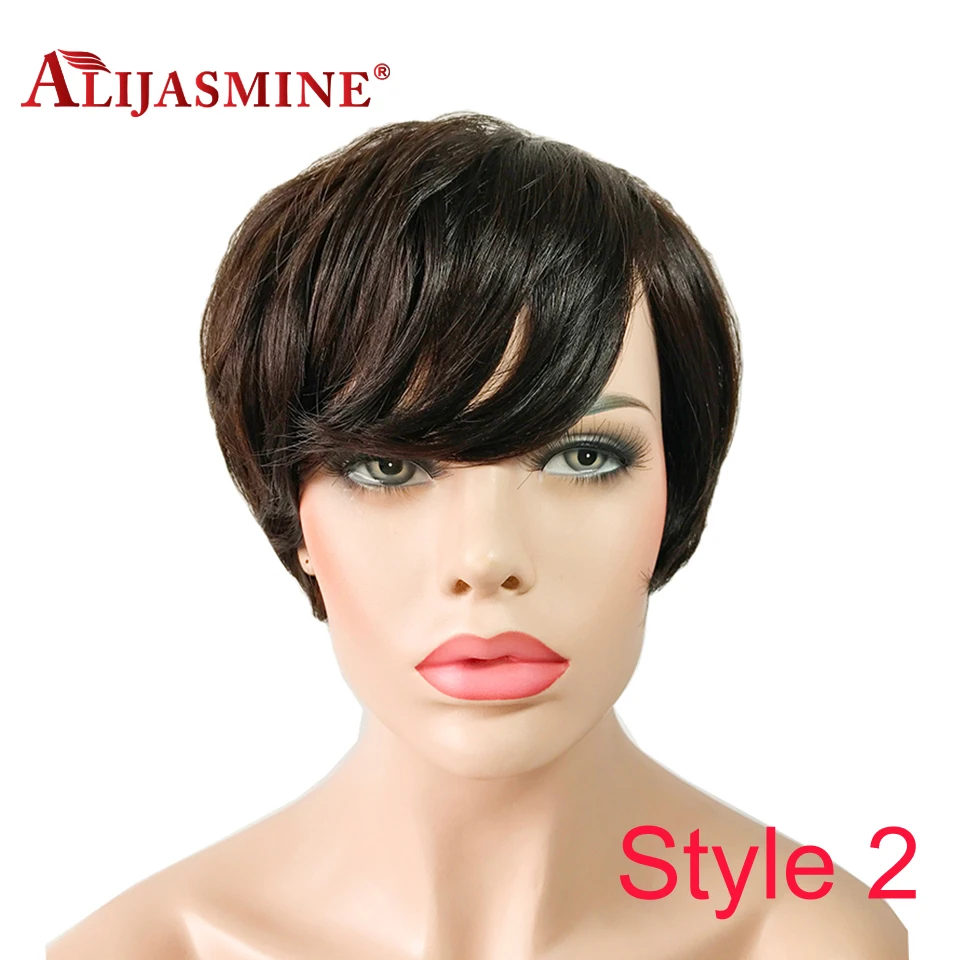 6 inch Short Wigs For Women Brazilian Remy Hair Machine Made Wig 4 Styles Free Shipping | Шиньоны и парики