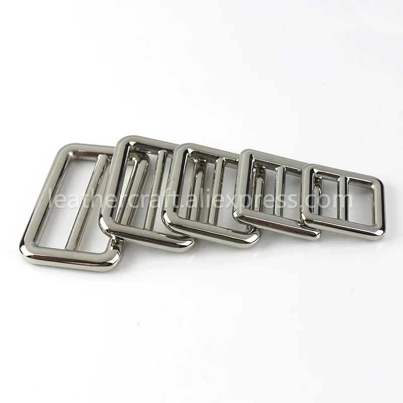 silver Металлическая литая Tri-скользящая Пряжка 3 Бар Регулятор ползунок Средний центр барная Пряжка для кожаных ремесленных сумок рюкзак плечевой ремень мы - Цвет: silver