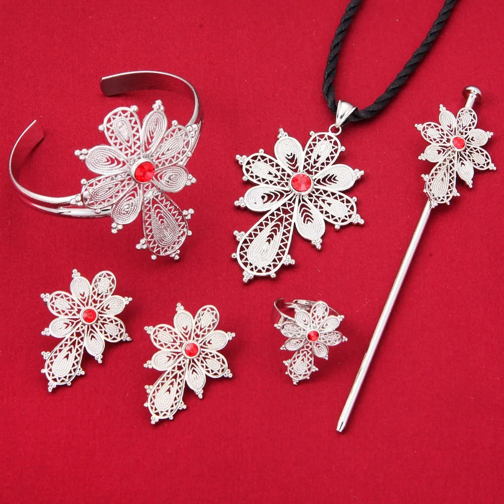 Новейшие комплекты ювелирных изделий: Эфиопский крест ожерелье подвеска браслет