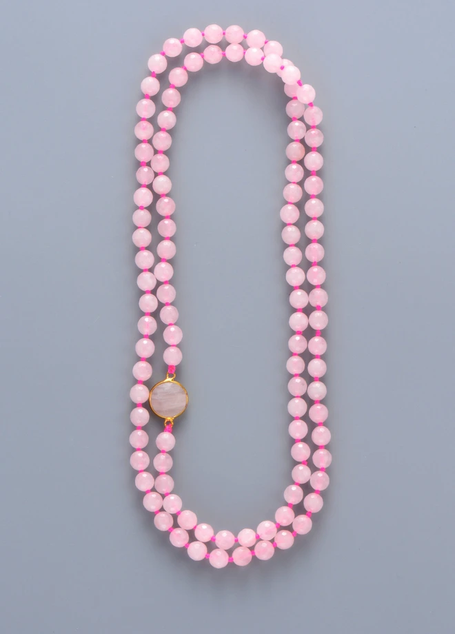 Women Beads Knotted Necklace 8MM Faceted Pink Quartz Lariat Luxury Bohemia Jewelry | Украшения и аксессуары