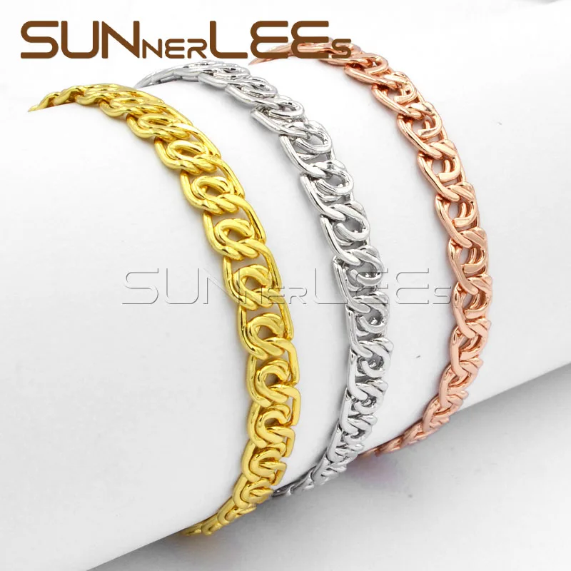 

7mm Fashion Jewelry Mens Womens Snail Style Link Chain Yellow Rose White Gold Color Bracelet Optional C49 B