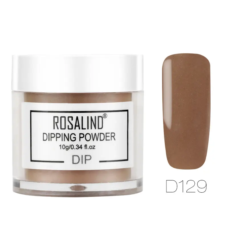 D129 ROSALIND 10 г погружающаяся пудра для ногтей, блестящая пигментная пудра для ногтей, Гель-лак для ногтей, маникюрный блеск, лак для ногтей, впитывающий блеск, блестки, NRD - Цвет: D129