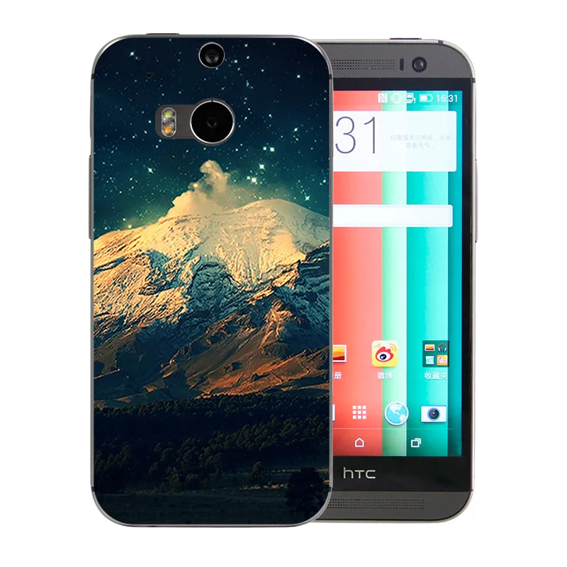 Phone Case Luxury Gel for HTC One M8 Mobile Soft TPU Shell Silicone Landscape Pattern Thin Full Protection Back Cover |