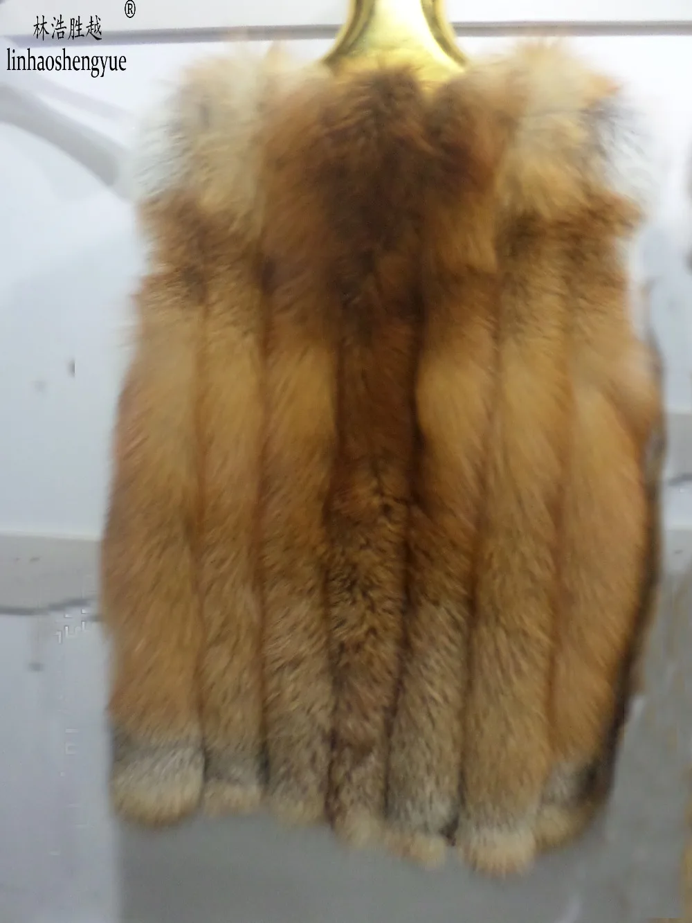 Linhaoshengyue True Red Fox Natural Fur Vest Women Red Fox Fur Vest 100%  Real Fur