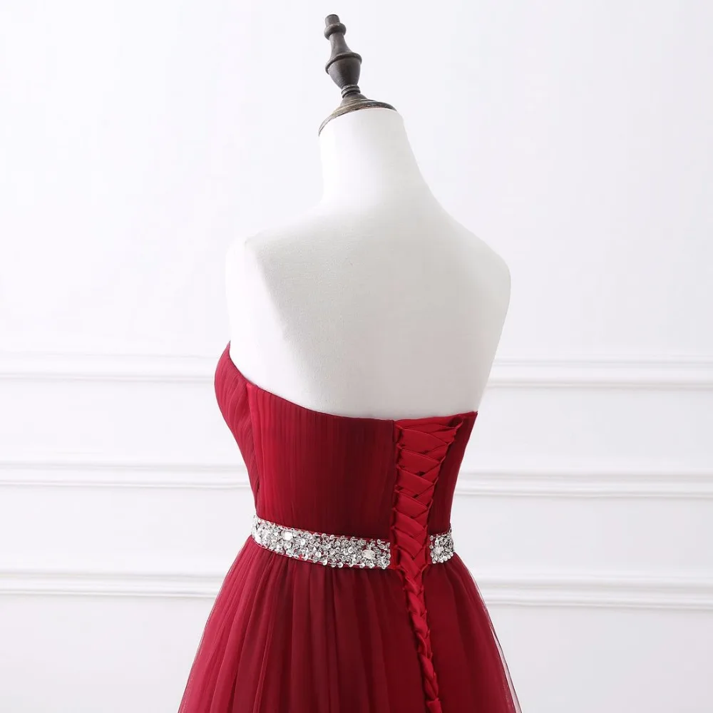 Благородный вечер WEISS темно красного цвета со складками бисером на заказ