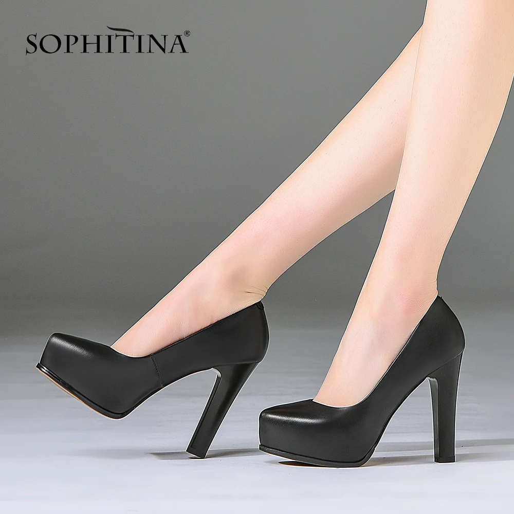 SOPHITINA/пикантные однотонные женские туфли лодочки высокого качества из коровьей