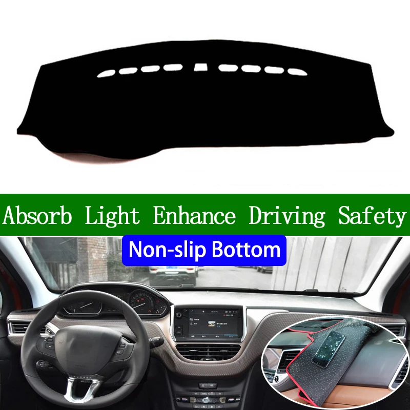 

For Peugeot 2008 2014 2015 2016 2017 2018 Non-slip Bottom Dashboard Cover Car Decals Car Stickers Interior Car Accessories