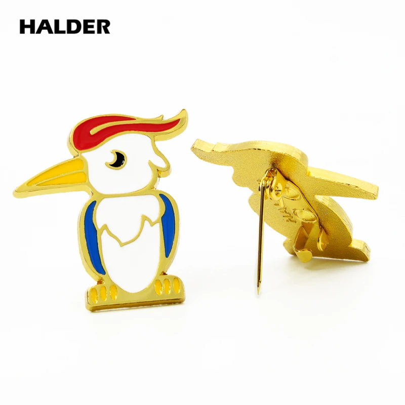 BR0035 HALDER модные Мультяшные полые броши в виде дятла милая птица на эмали булавка