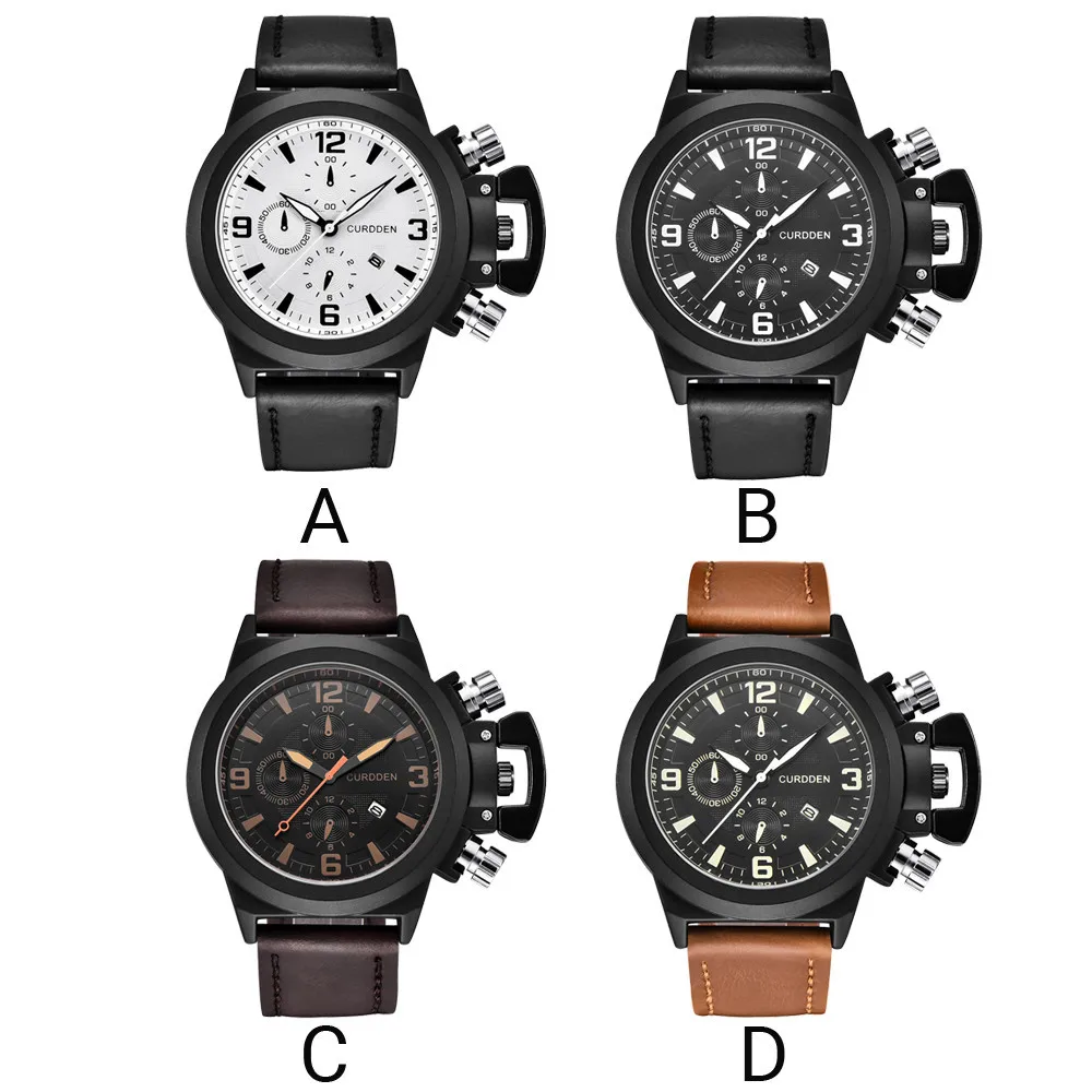 

DISU Men Watch Leather Quartz Luxury Brand Waterproof Wristwatch Mens wrist watches day date relogio masculino