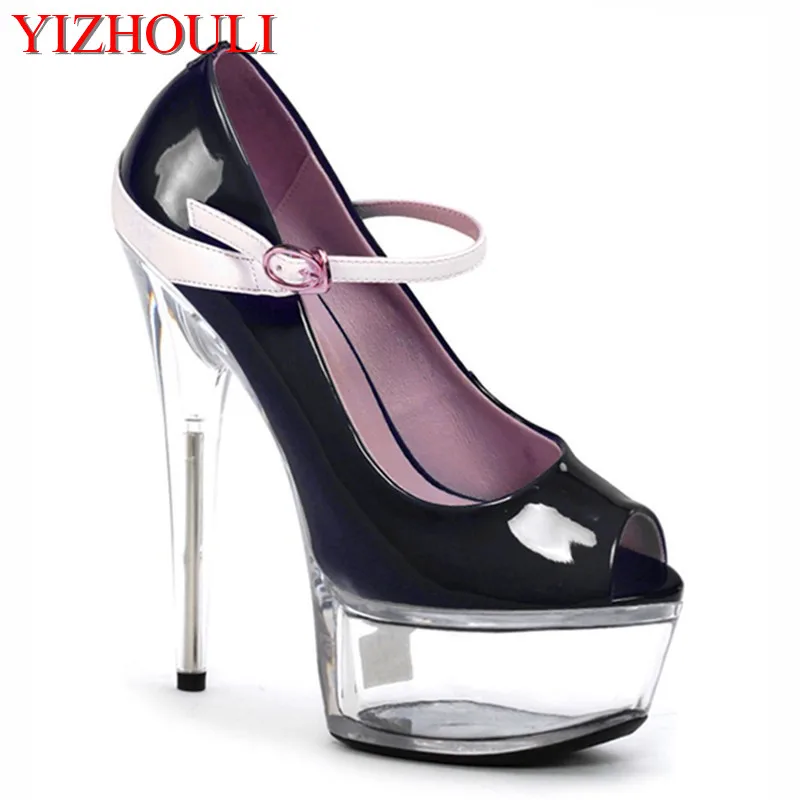 

buckle strap 6 inch sexy clubbing pole dancing shoes women's pumps Platforms High-heeled shoes 15cm Crystal shoes