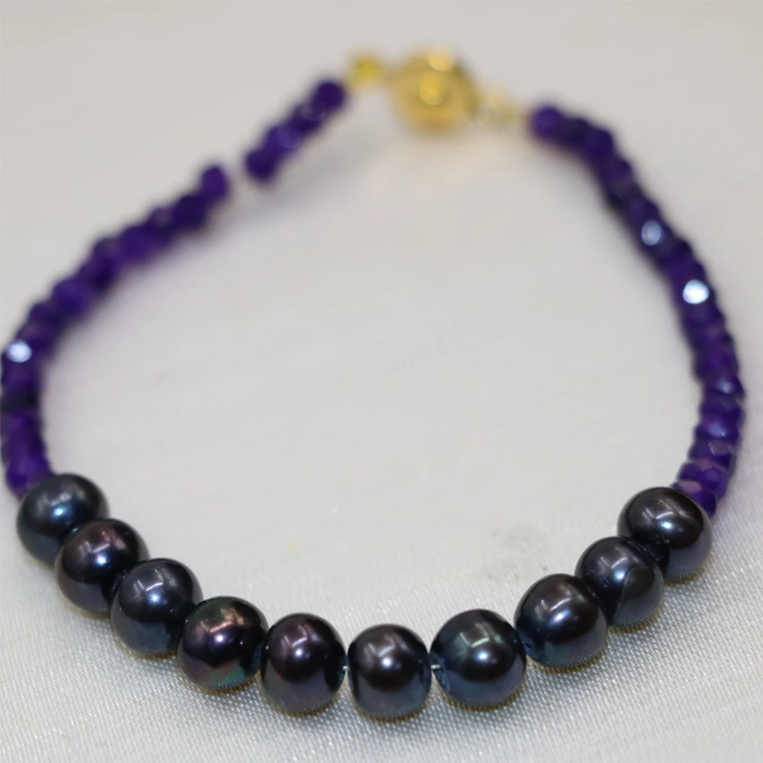 Браслеты из черного натурального пресноводного жемчуга 7 8 мм браслеты в богемном