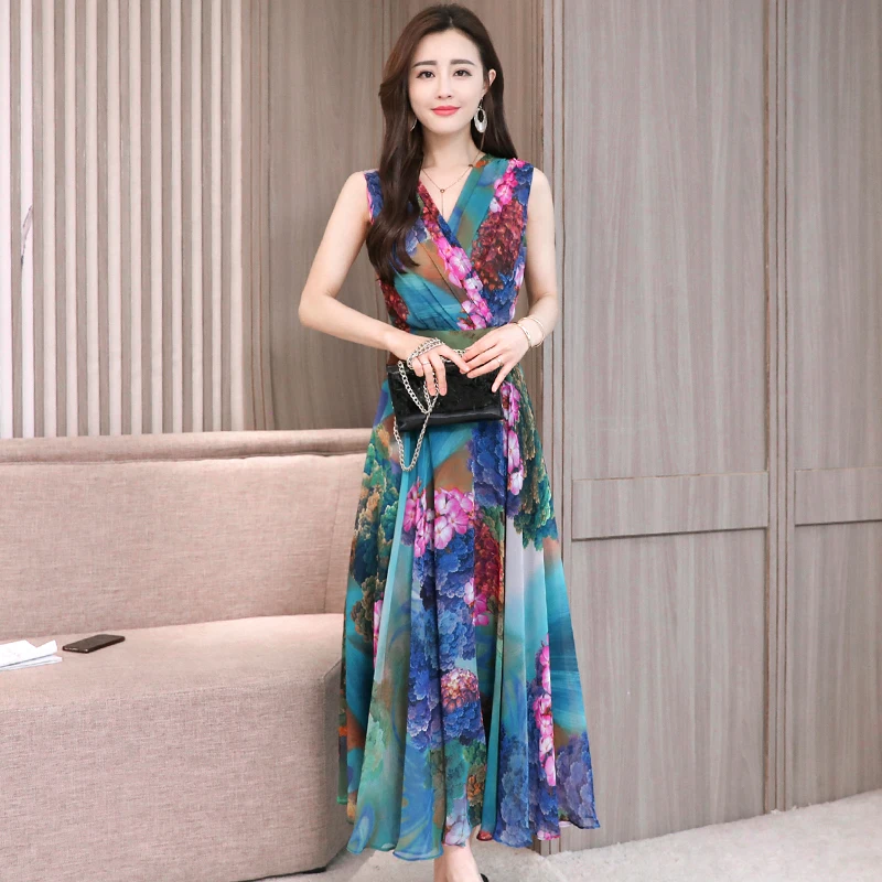 Высокое качество 2019 Новое поступление Летнее с v образным вырезом без рукавов