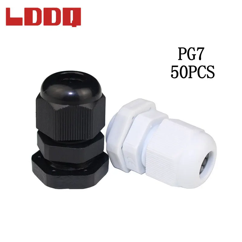 Водонепроницаемый нейлоновый кабельный сальник LDDQ PG7 50 шт. для 3 6 5 мм кабеля черно