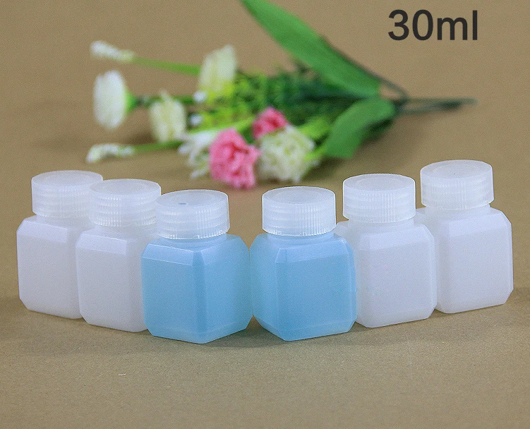(100 шт./лот) 30 мл/30 г прозрачная толстая квадратная бутылка HDPE пластиковая для