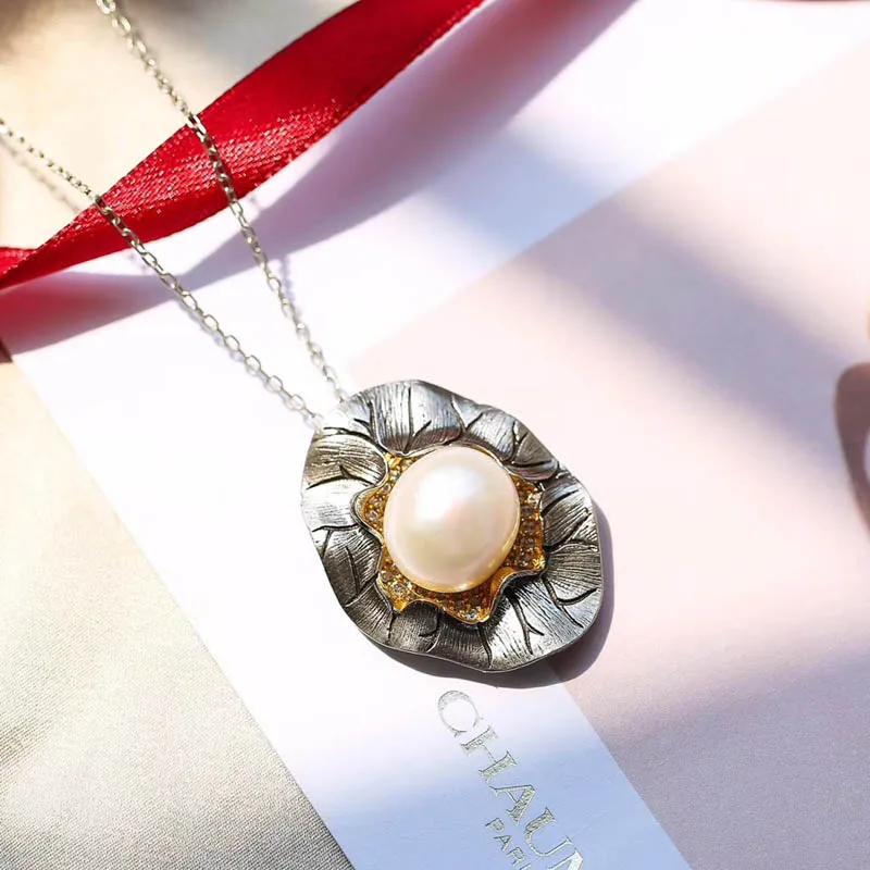 CSJ натуральный хром жемчуг цветок Подвески стерлингового серебра 925 цепочки и