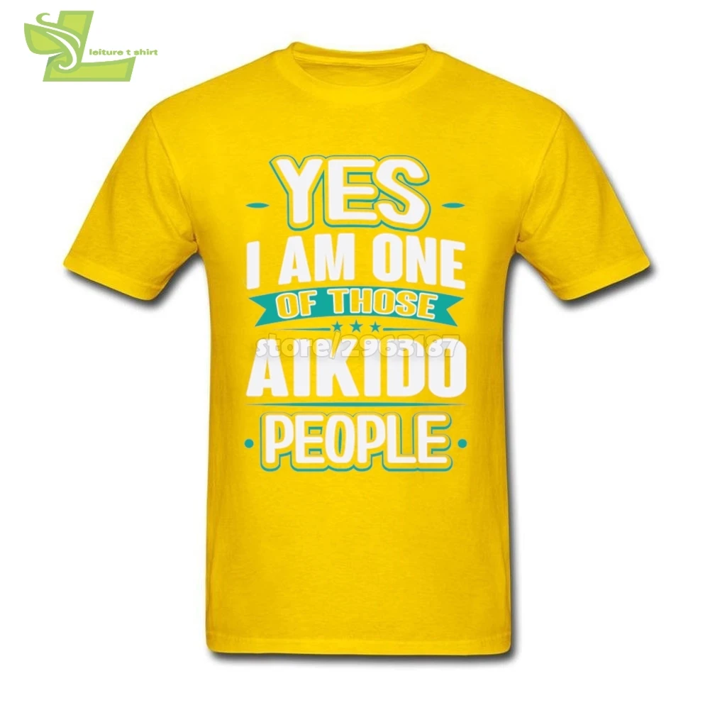 Футболка мужская с надписью Yes I Am One Of That Aikido People хлопковая тенниска короткими