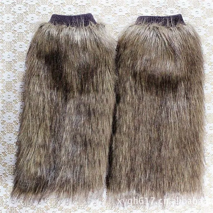 Модные женские зимние теплые гетры из искусственного меха 40 см обувь запонки