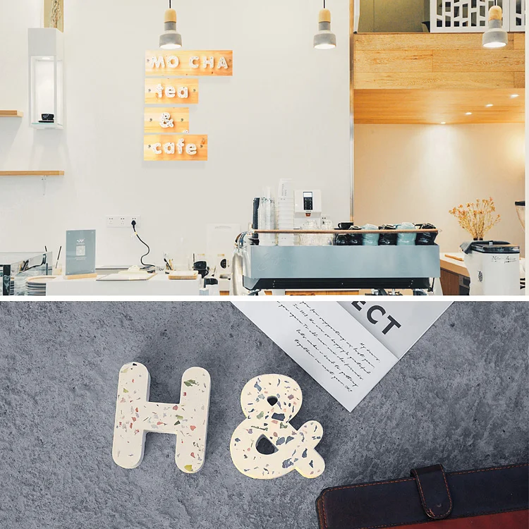 10 см Terrazzo цементные буквы вывеска итальянские двери украшения стен цемент в английском алфавите буквы стены скандинавские дома