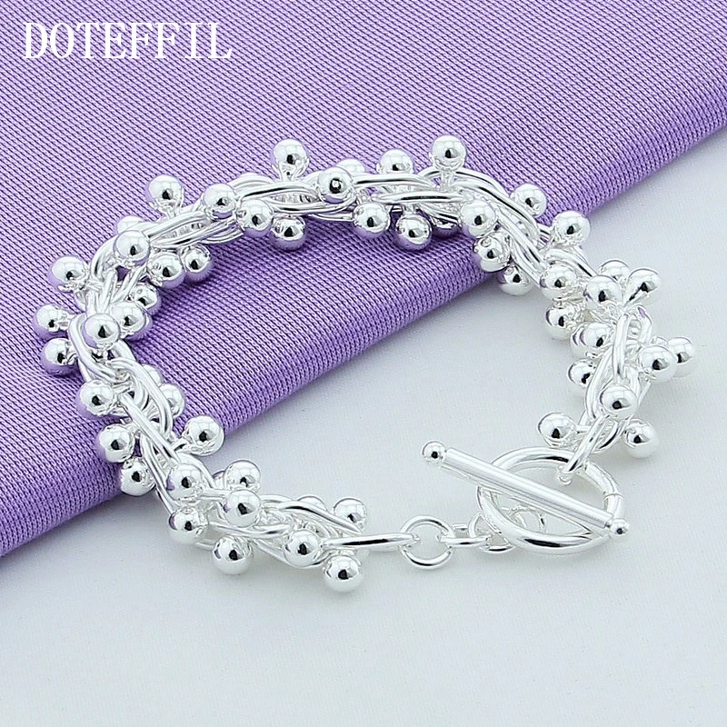 Женский гладкий браслет из серебра 925 пробы с бусинами винограда|chain bracelet|bracelet