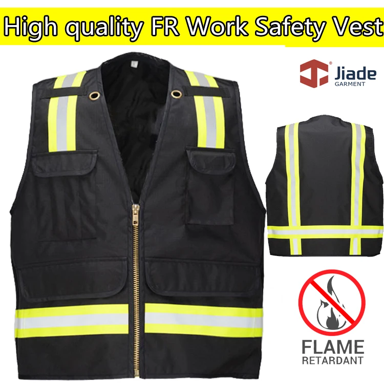 

Jiade High quality flame retardant clothing safety reflective vest FR Vest black vest workwear work vest