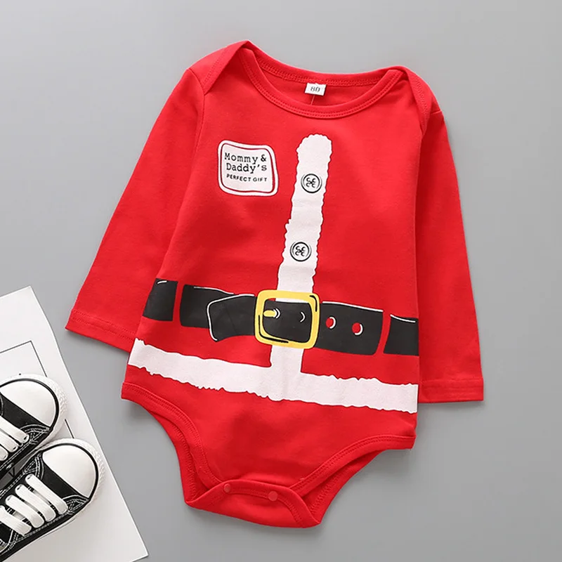 Рождественские Комбинезоны для маленьких девочек с изображением Санта клау и