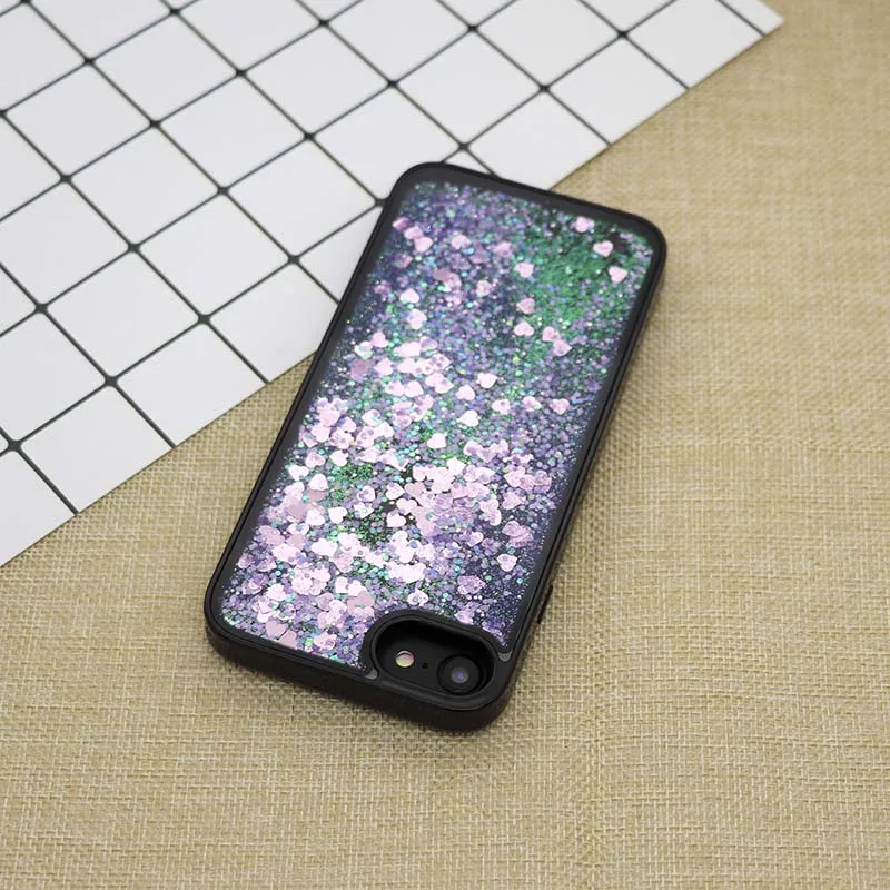 Для iPhone 7 6 S плюс Plus задняя крышка блеск динамический жидкости в форме сердца