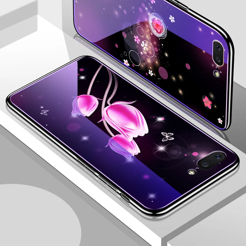 Чехол из окрашенного стекла для Huawei Honor 20i 10 Lite V20 View 20 V10 8 Pro V8 V9 Play Note 9 8X Max 8C
