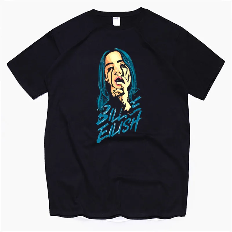 Billie Eilish 90s винтажная черная футболка мужская 100% хлопок мягкая Homme Singer Harajuku рубашка