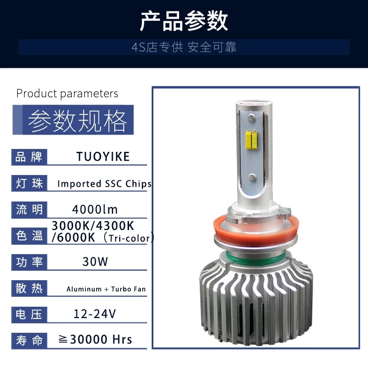 Трехцветная светодиодная лампа H4 HB2 9003 60 Вт 3000 лм 3 цвета|Передние LED-фары для авто|