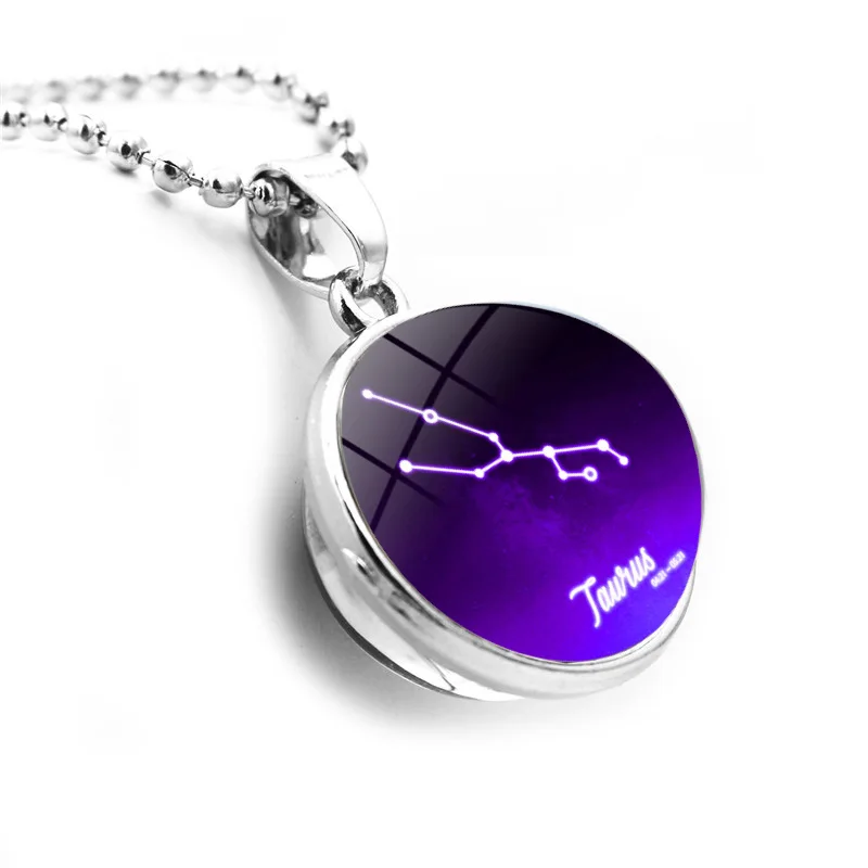 Ожерелье с 12 созвездиями двухсторонний стеклянный шар кабошон для кулона