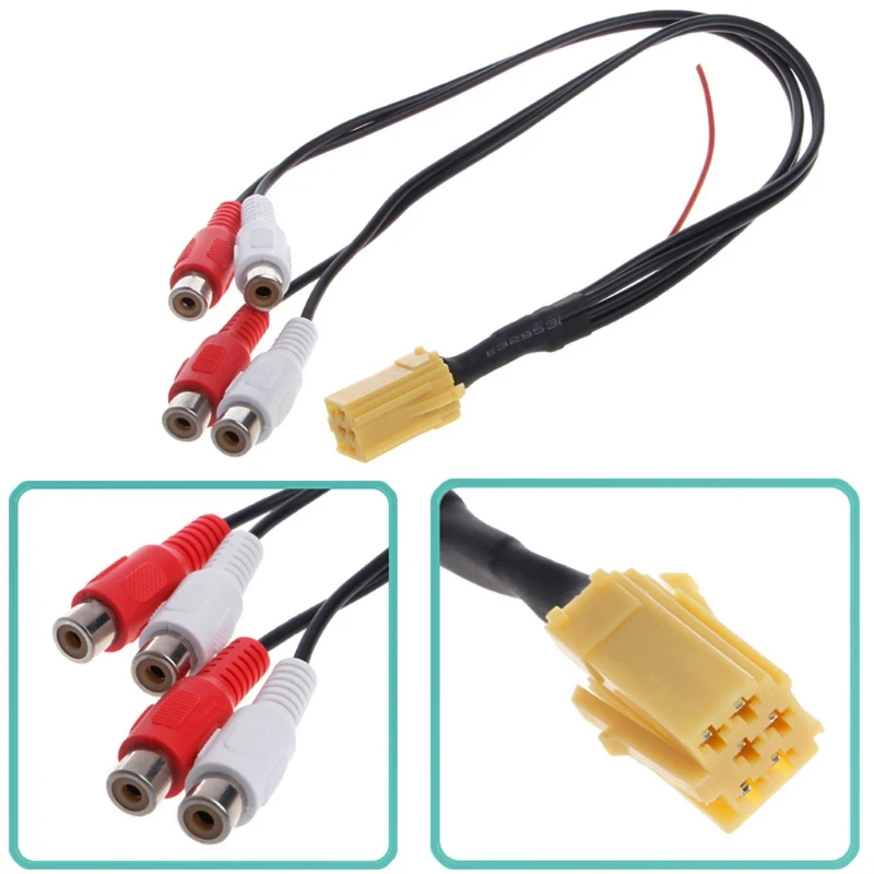 Мини 6 контактный ISO адаптер Aux Line Out 4 chinch кабель RCA разъем для VW Seat Skoda Blaupunkt VDO Audi