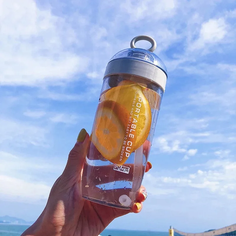 JOUDOO пластиковая бутылка для воды 380 мл Gourde Plastique спортивный шейкер бутылка протеина шейкер для напитков пластиковая бутылка с соломинкой Для путешествий 35 - Цвет: Светло-серый
