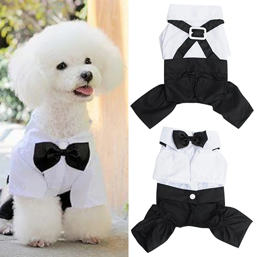 2016 Hot item! Pet Dog Cat Clothes Prince Tuxedo Bow Tie Suit Puppy Costume Jumpsuit Coat S-XXL 456fwr32 | Дом и сад