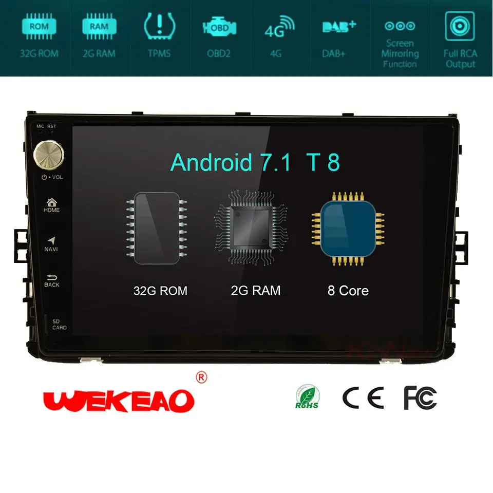 Wekeao 9 &quotАвтомобильный мультимедийный навигации gps плеер для VW POLO 2018 Поддержка