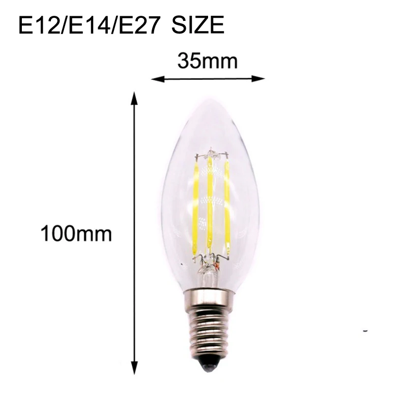 E12 E14 E27 УДАРА СВЕТОДИОДНЫЙ стеклянные лампы свечи 2 W/4 W/6 W C35 теплый/холодный белый