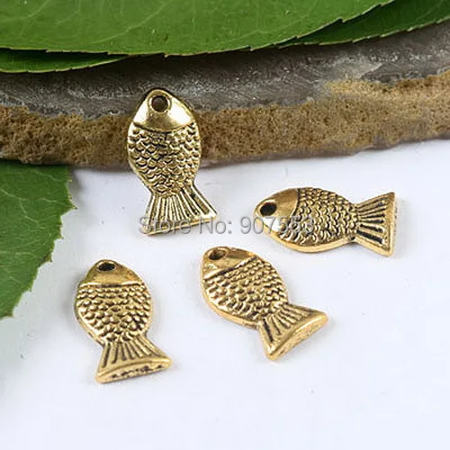 

80pcs dark gold-tone fish design charms h2060