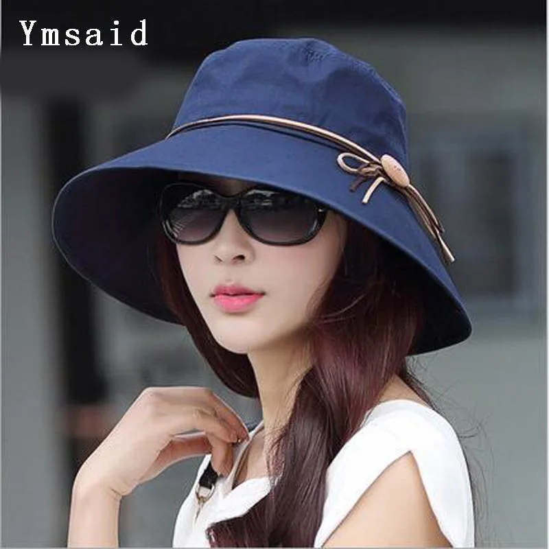 Ymsaid 2017 Летняя женская пляжная Солнцезащитная шляпа с широкими полями модная