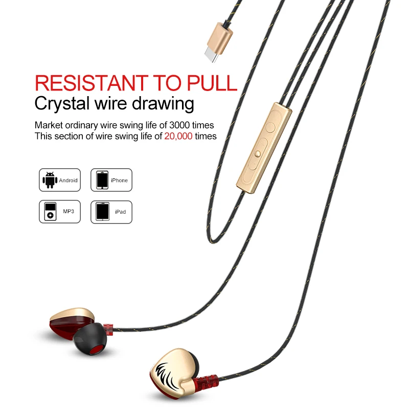 L3 наушники спортивные для бега вкладыши проводное Тип c гарнитура с микрофоном Hi