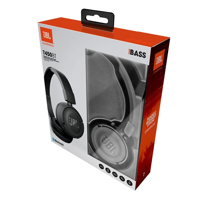 JBL T450BT Bluetooth беспроводные наушники на голову Музыкальная гарнитура Портативный