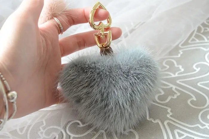 Модная сумка очаровательная в форме сердца пушистая норковая меховая цепочка