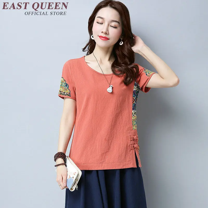 

Linen shirt women 2018 summer women blouse natural linen clothes retro style female linen blouse M-XXXL AA2546 YQ