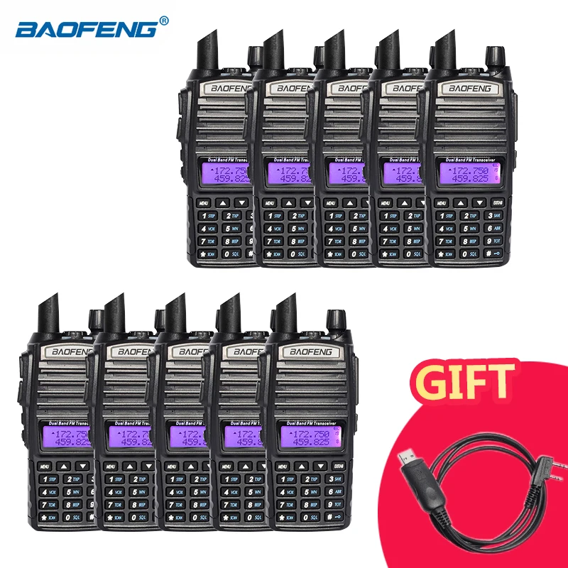 (10 шт.) Baofeng UV 82 Двухдиапазонная рация VHF UHF 136 174MHZ 400 520MHZ Портативный HF