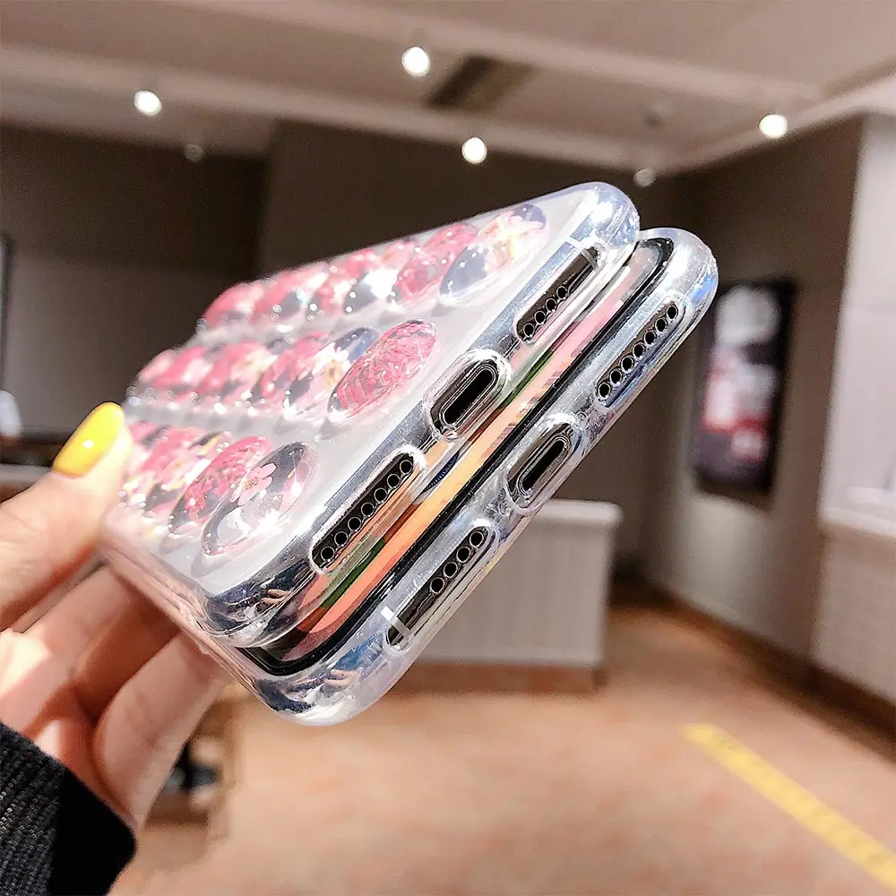 Чехол для телефона KISSCASE с объемным сердцем и настоящим цветком iPhone X XS Max XR