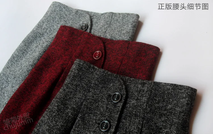 Твидовая юбка на осень и зиму однобортная с высокой талией элегантная