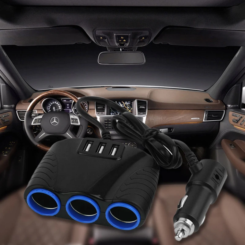 Новый DC 12V светодиодные ленты 3 Way розетка для автомобильного прикуривателя