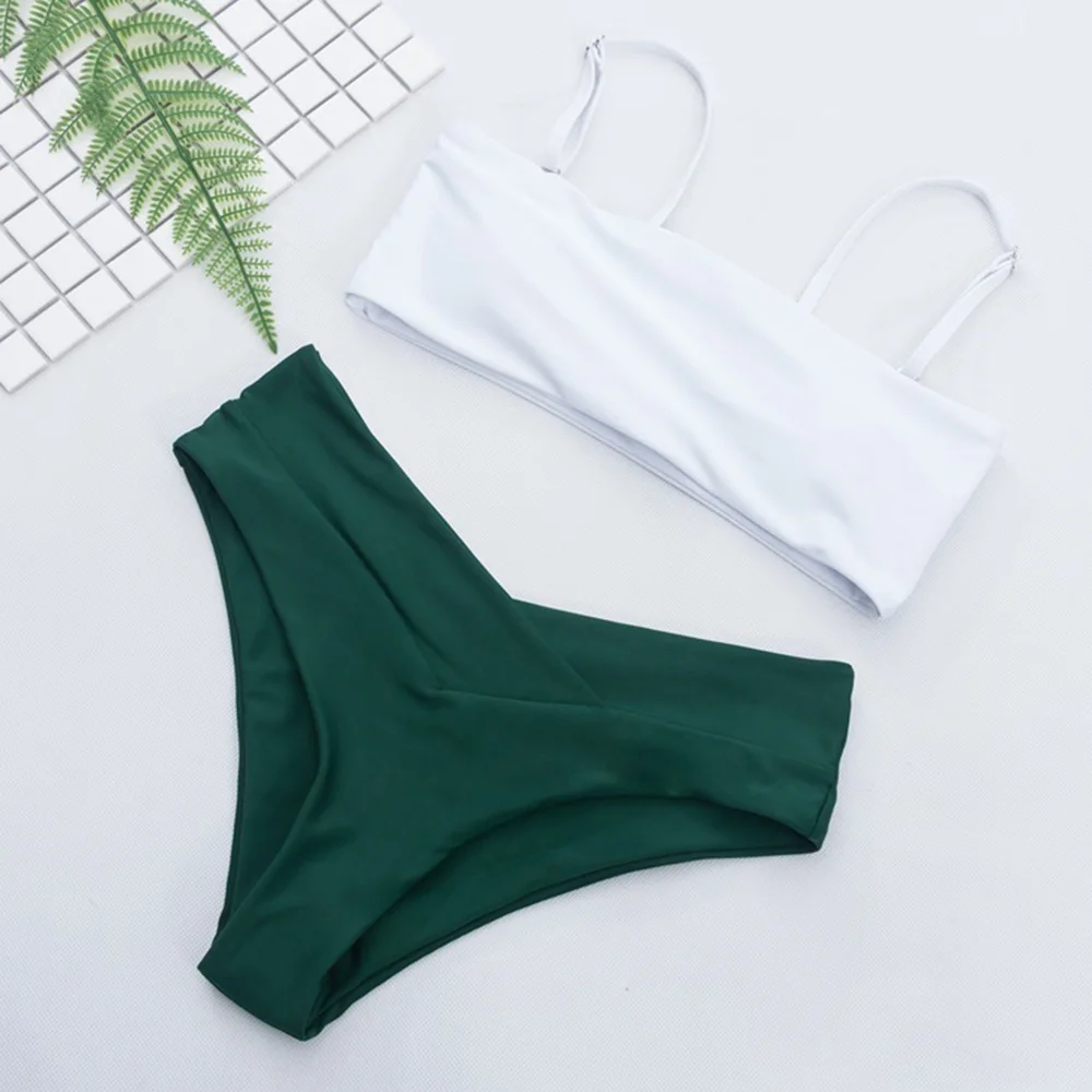Женский купальник-бандо однотонный купальник-бикини купальный костюм Maillot 2019 |