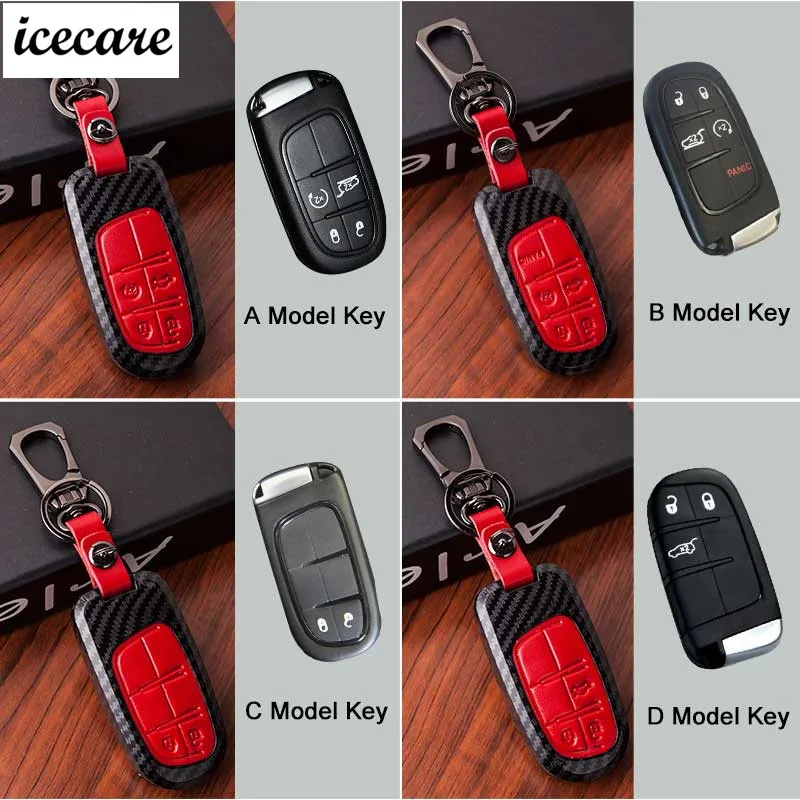 Genuine Leather Car Smart Key Case Cover For Dodge Ram 1500 Journey Charger Dart Challenger Durango Fiat Jeep Ring Shell | Автомобили и